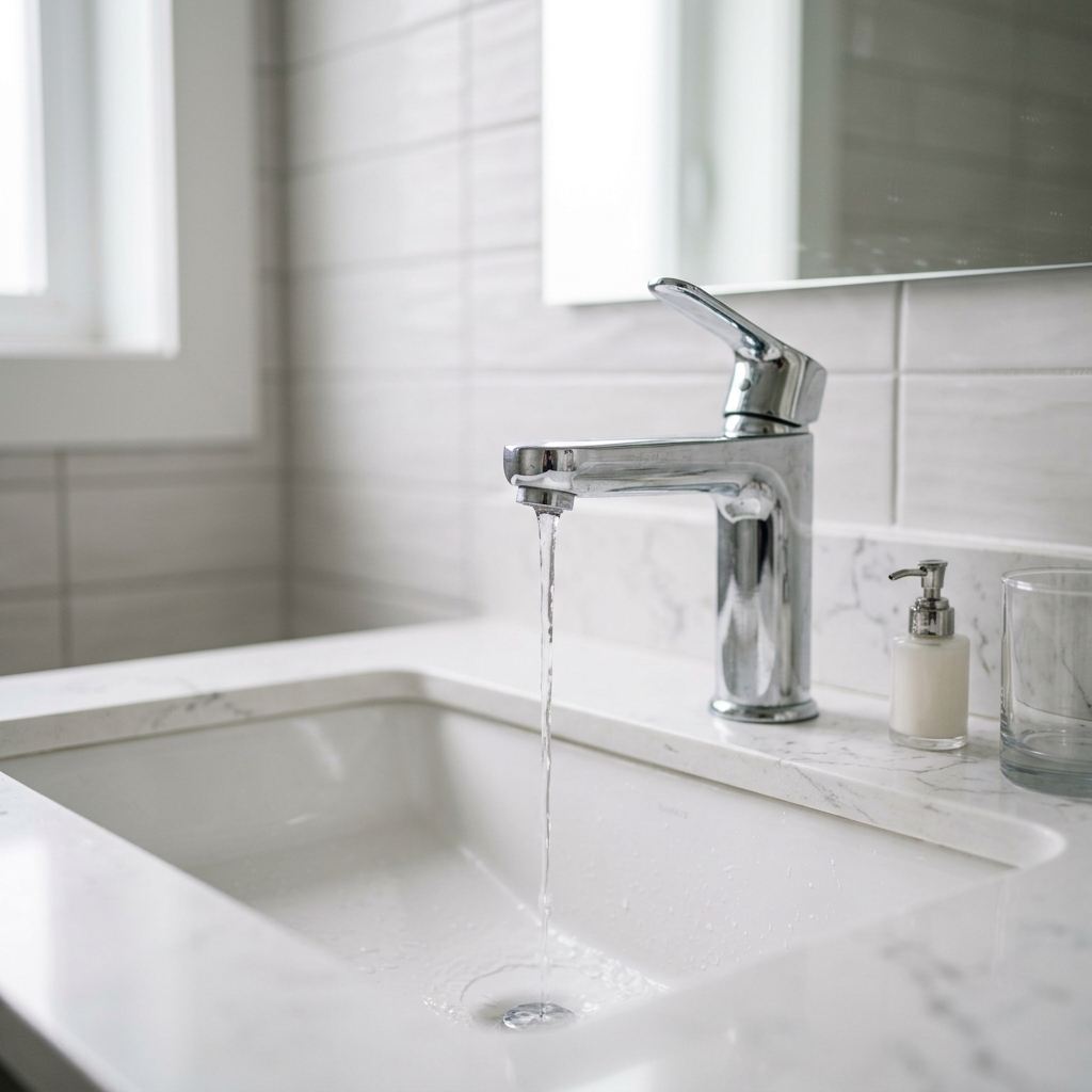 Weak water stream from a bathroom faucet showing low water pressure problem in an El Cajon California home